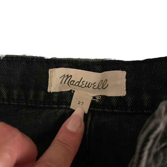 Madewell 27 Denim Frisco Mini Skirt Denim Lunar Wash Black Raw Hem J3510 - Picture 2 of 8